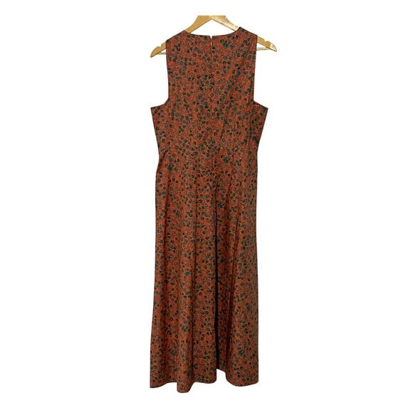 Madewell Womens Size 10 Twist-Front Midi Day Dress Floral Print Orange Green - Picture 3 of 12